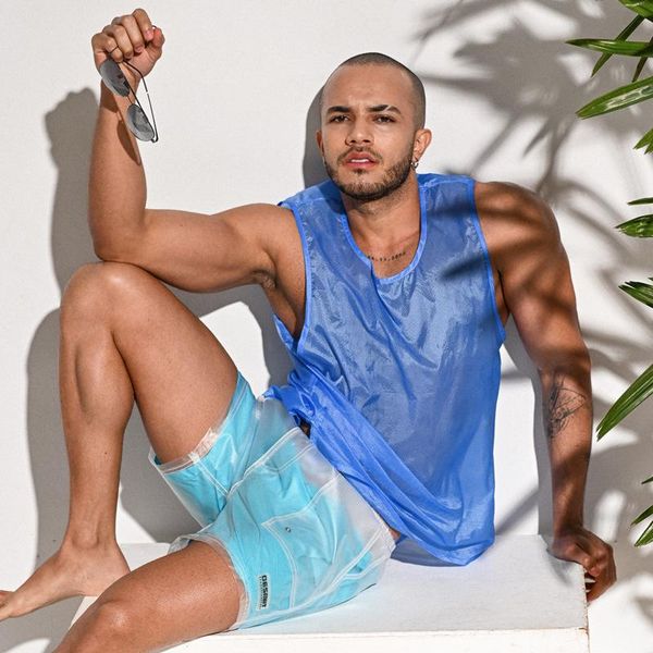 

men's swimwear loose swimming trunks comfortable swimsuit men summer beach shorts transparent pant for bathing