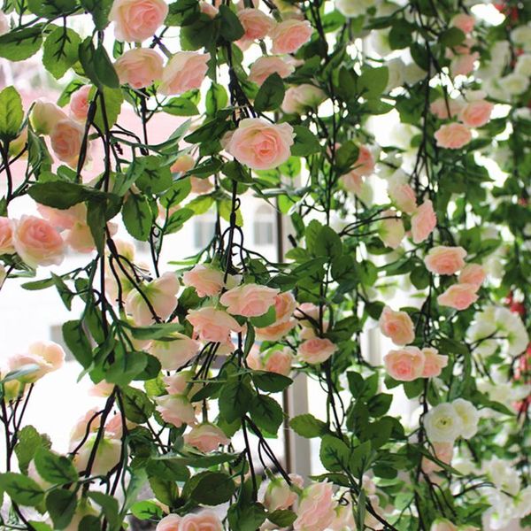 

1.8m artificial flowers rose ivy vine wedding decor real touch silk flower garland string with leaves for home hanging decorative & wreaths