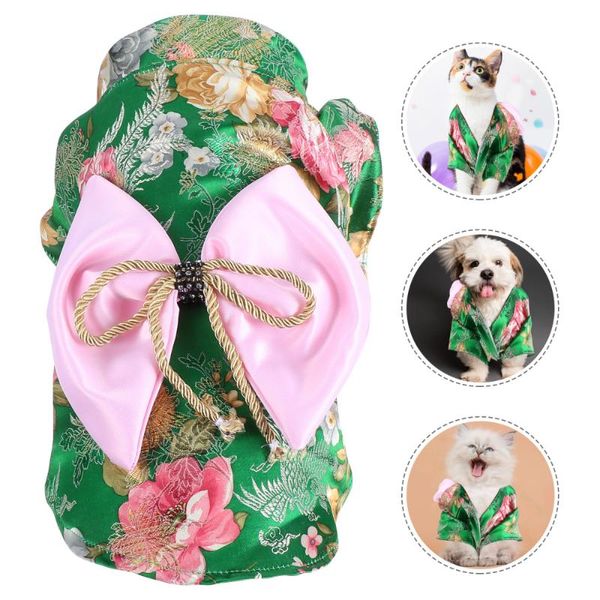 

pet brocade japanese kimono floral costume bowknot dog dress clothes cat costumes