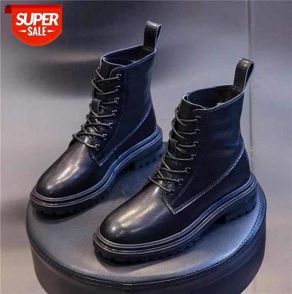 

leather martin boots women british style casual women's shoes thick heels plus velvet heel short children #rj6o