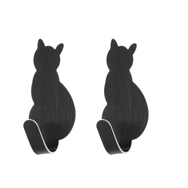 

hooks & rails 8pcs creative sticky cat shaped nail stainless steel adhesive towel coat wall mounted decoration (grey)