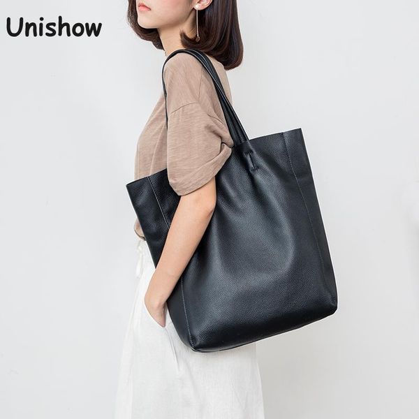

simple casual leather women shoulder bag luxury brand designer genuine lady handbags commuter large female totes 27k
