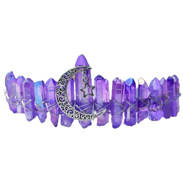 

hair clips & barrettes queen crown headbands natural crystal hairbands women's handmade accessories for wedding moon witch party costum, Golden;silver