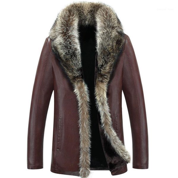 

men's fur & faux men autumn winter leather jacket motorcycle genuine jackets male business casual coats natural sheep skin clothing, Black