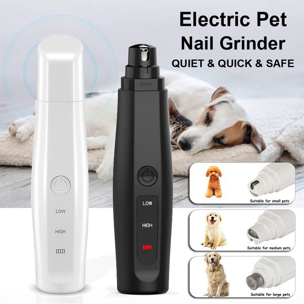 Smerigliatrici per tagliaunghie per cani e animali domestici con ricarica USB Tagliaunghie per animali domestici Silenzioso Zampe elettriche per cani e gatti Strumenti per trimmer per toelettatura delle unghie