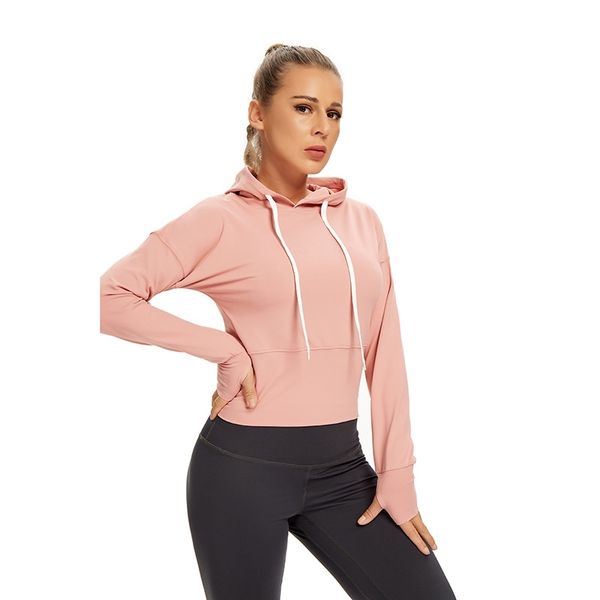

new sports moisture absorption and perspiration pure color medium length small fresh women's yoga jacket, Gray
