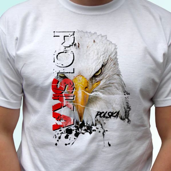 

Polska koszulka patriotyczna orzel Poland flag t shirt flaga koszulki Polski PL, White;black