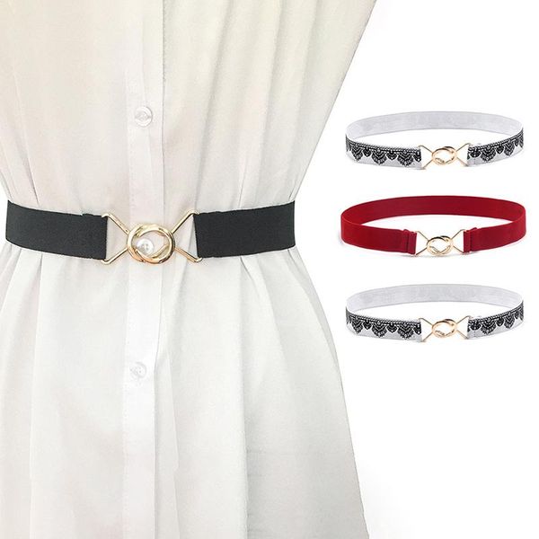 

belts 1pcs dress apparel accessories fashion waistband women invisible belt pu black white waist band thin elastic, Black;brown