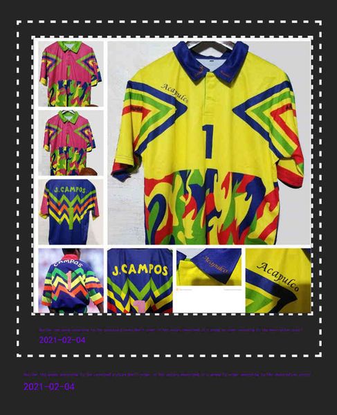 

goalkeeper mexican lunatic flower butterfly jorge retro soccer jerseys j.campos 1 classic football shirt, Black