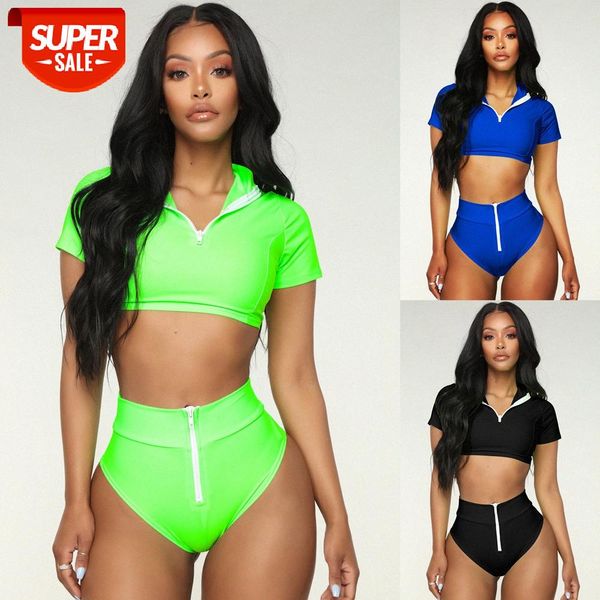 

bathing suits bikini sports ladies swimsuit zipper #yc5x, White;black
