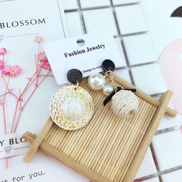 

dangle & chandelier cute hat pearl drop earrings fashion beaded earring vacation style summer jewelry for women girls 2021 boucle doreille f, Silver