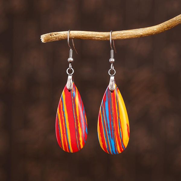

dangle & chandelier water drop empire stones earring for women multicolor tassel emperor jaspers turquoises stone christmas gift, Silver