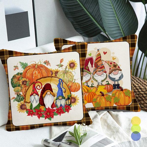 

cushion/decorative pillow gnome pumpkin print cushion cover thanksgiving day fauxlinen throw pillows for living room sofa car chair pillowca