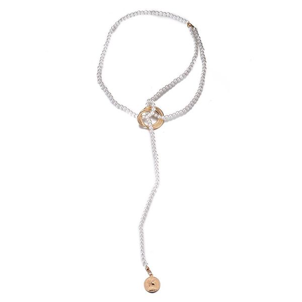 

portrait coin pendant necklaces bracelet retro pearl temperament trendy people variety of wearing methods elegant and generous pearls long n, Silver