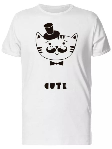 

Cute Cat Doodle With Top Hat Men's Tee -Image by Shutterstock, White;black