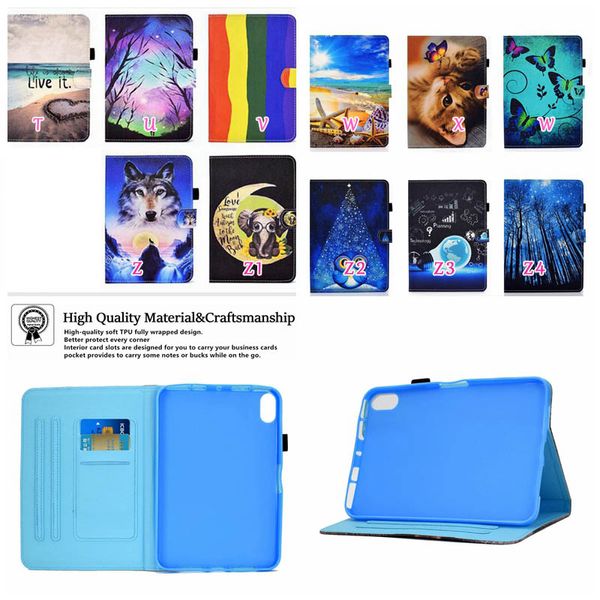 Custodie a portafoglio in pelle arcobaleno per Ipad 11 2021 10.2 10.5 Air Air2 5 6 7 8 9 9.7 Tablet Panda Stampa Animale Oceano Foresta Torre Eiffel Cuore Farfalla Porta fiori Flip Cover