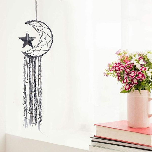 

decorative objects & figurines moon wind chimes hanging pendant outdoor handmade garden decor dreamcatcher ornament gifts dream catcher