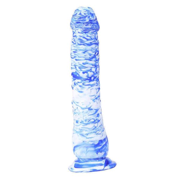 Nxy anal brinquedos azul e branco porcelana super macio líquido sílica gel imitação pênis fêmea masturbação dispositivo vestindo produtos adultos artificiais 0314