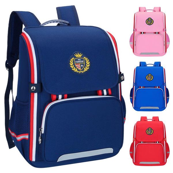 

backpack nylon water repellent schoolbag widened and thickened student reduce the burden protect ridge 1-6 grade