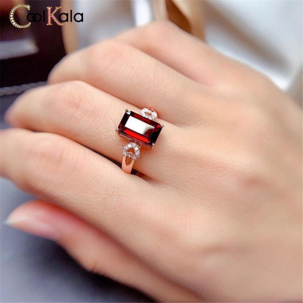 

wedding rings coolkala fashion red green tourmaline full open ring party female live hand jewelry, Slivery;golden