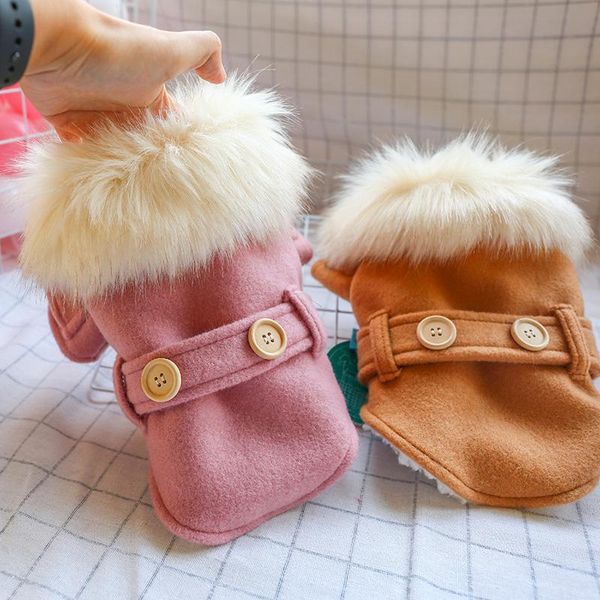 

dog apparel luxury pet coat for small dogs big fur collar puppy clothes winter chihuahua yorkshire jacket pets clothing ubranko dla psa