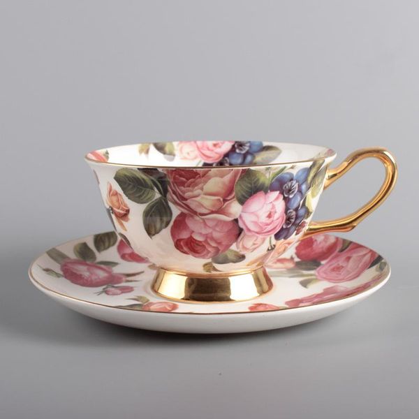 

mugs european coffee cups and saucers english pastoral fashion afternoon tea high bone china ceramic red teacups