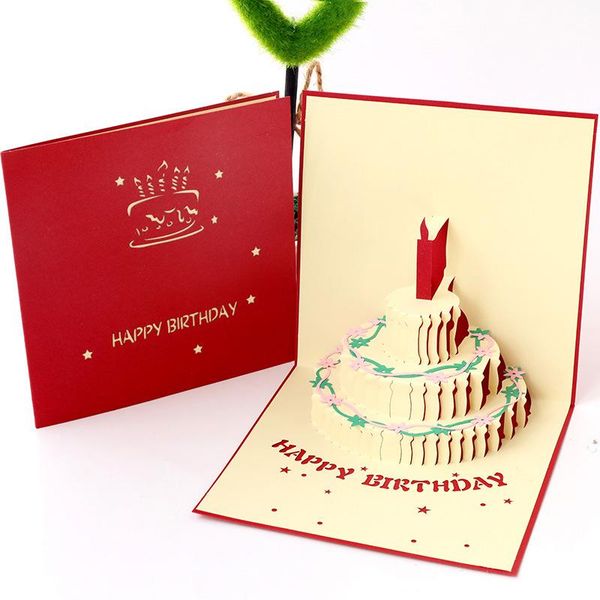 

greeting cards birthday gift colorful card creative 3d children handmade cut-out paper cake custom