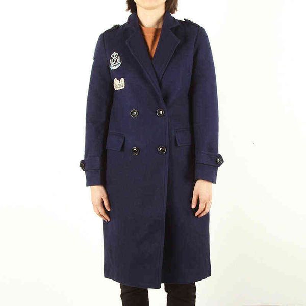 

2021 autumn and winter coat women's medium long windbreaker thickened korean wool sleeve double breasted, Black
