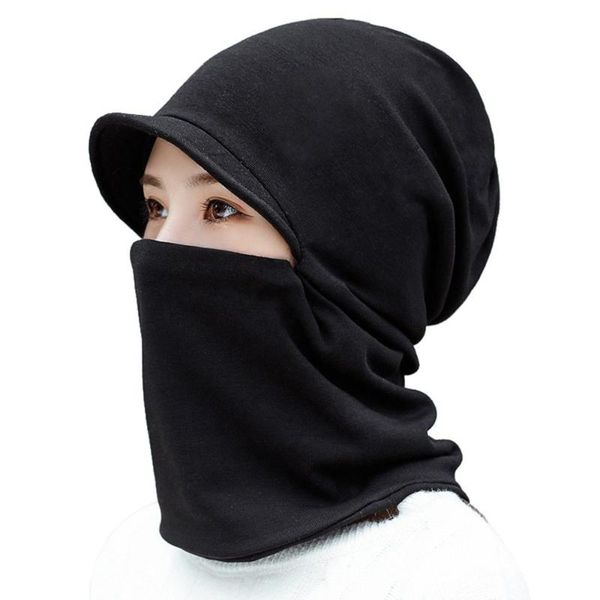 

women winter cap neck gaiter warmer multifunctional cloth mask cycling caps & masks, Black
