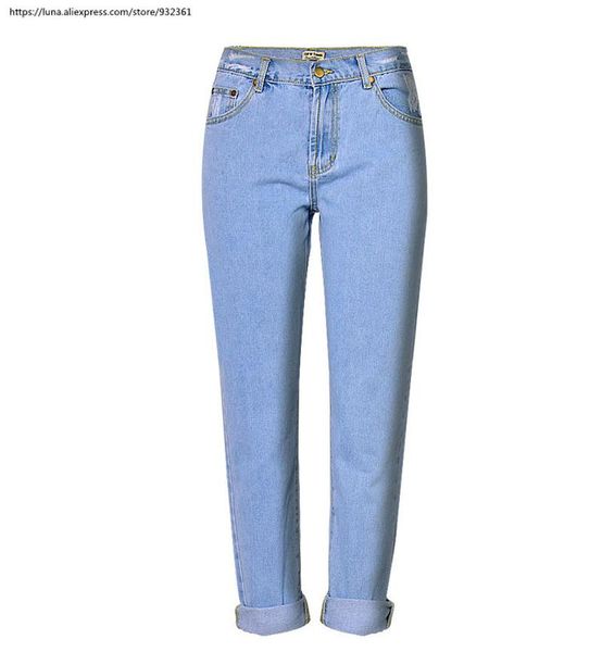 

women's jeans european usa fashion women streetwear high waist boyfriend straight distressed pants sell loose trousers mujer 2553, Blue