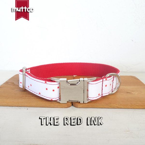 

dog collars & leashes muttco retailing self-design collar the red ink handmade poly satin and nylon 5 sizes udc093