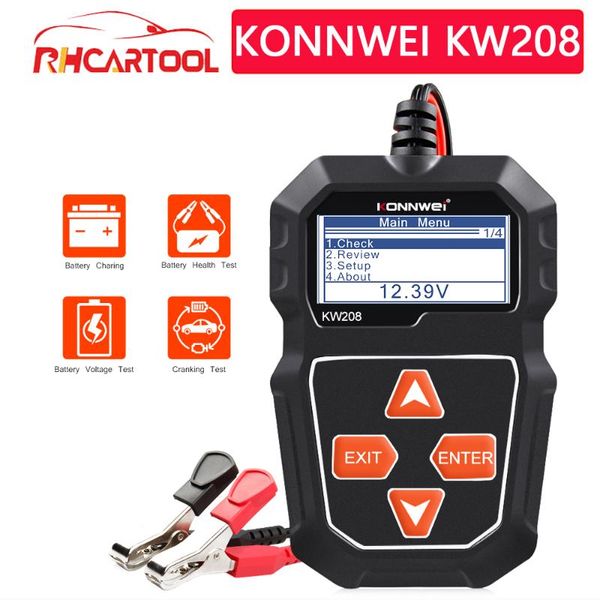 

code readers & scan tools konnwei kw208 circut tester battery 100-2000cca cranking charging 12v multi languages automotive car diagnostic to