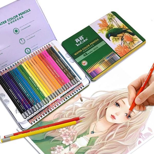 

48 colors professional watercolor pencils set lapis artist painting sketching wood color pencil school art supplies