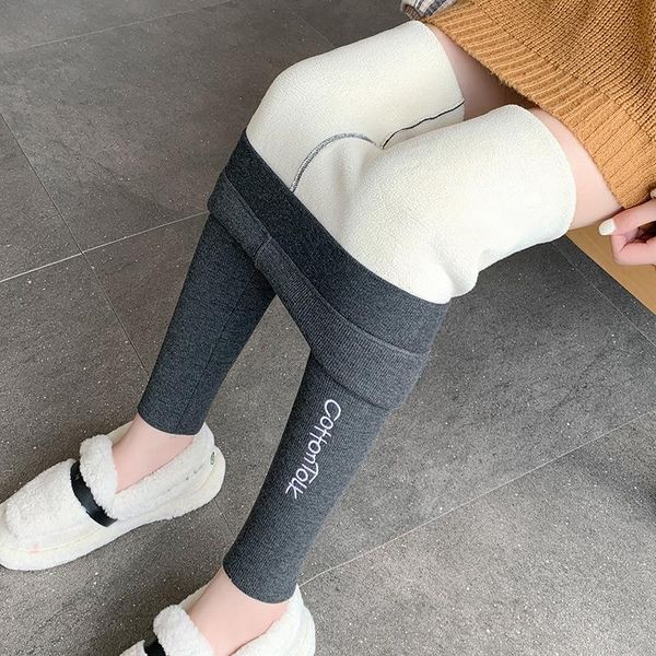 

women's leggings l-3xl oversize plus velvet autumn and winter style outer wear high-waist non-ball tight-fitting lamb thick cotton tro, Black