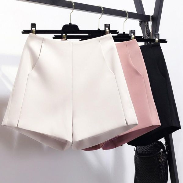 

women's shorts women spring and autumn summer wide leg chiffon large size 2021 casual high waist winter suit, White;black