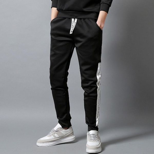 

joggers men pants streetwear causual trousers fitness sportswear tracksuit sweatpants elastic waist full length track pant s-4xl men's, Black
