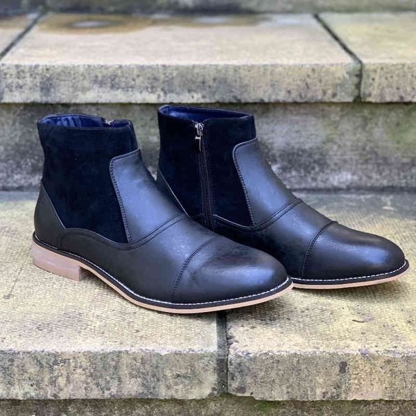 

dress shoes men's leather boots of elegant plutonium sculpted chelsea zipper classic male ankle casual fashion winter combat dm9t, Black