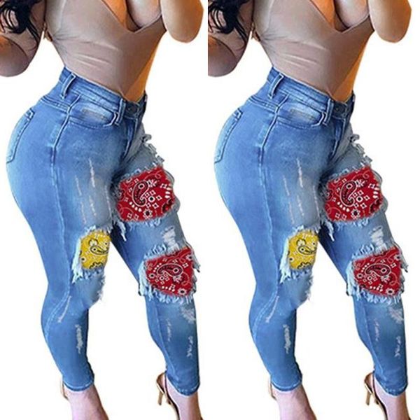 

women's jeans summer high waist shinny slimming fit casual denim pants stretchy jeggings long trousers, Blue