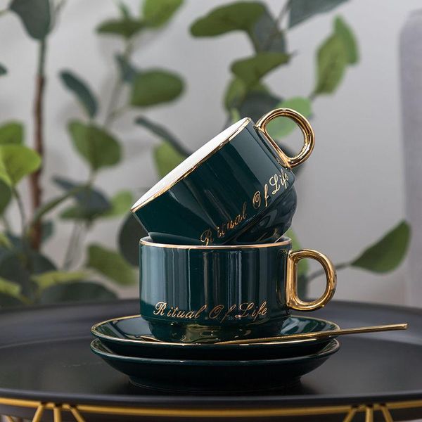 

cups & saucers ceramic coffee mug and saucer set luxury flower tea with gold embossed light exquisite afternoon cup spoon