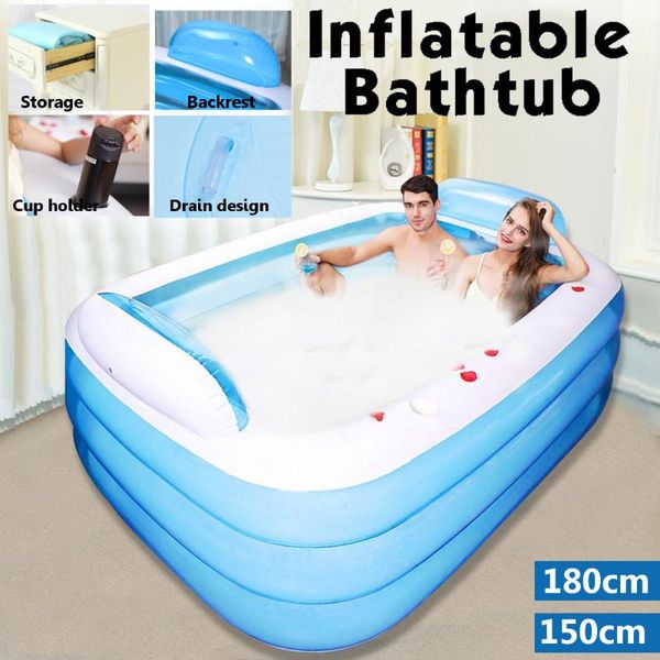 

pool & accessories 180cm/150cm folding inflatable bathtubs warm bath tub pvc portable winter blow up home spa children balls toy play