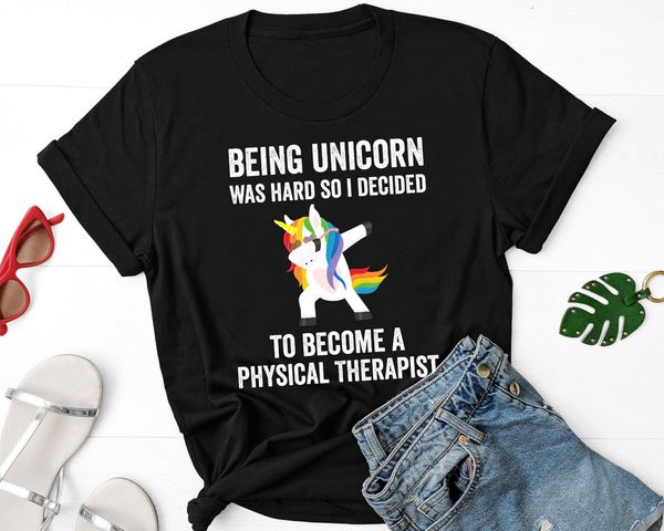 

physical therapist shirt - unicorn physical therapist gift tee shirt for women, White;black