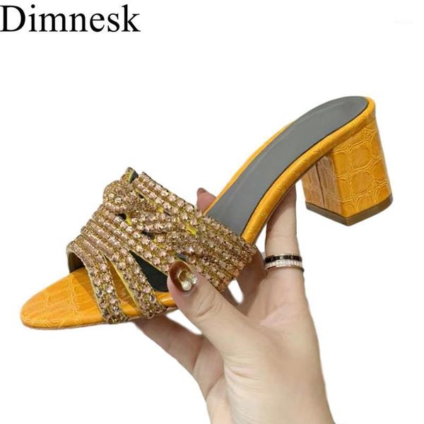

summer luxury rhinestone slippers women chunky high heel sandals party dress shoes bling crystal sandalias vacation slides1, Black