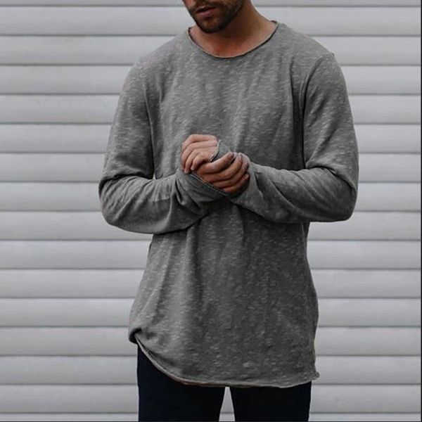 

men's t-shirts zogaa 2021 autumn winter long-sleeved t-shirt solid color casual explosions t shirt men m-3xl, White;black