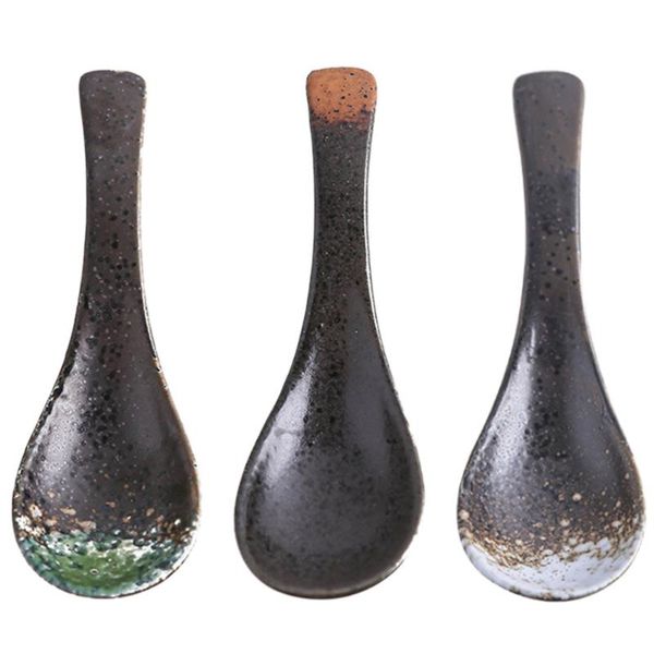 

spoons 2021 3pcs ceramic japanese style kitchen spoon rice soup supply