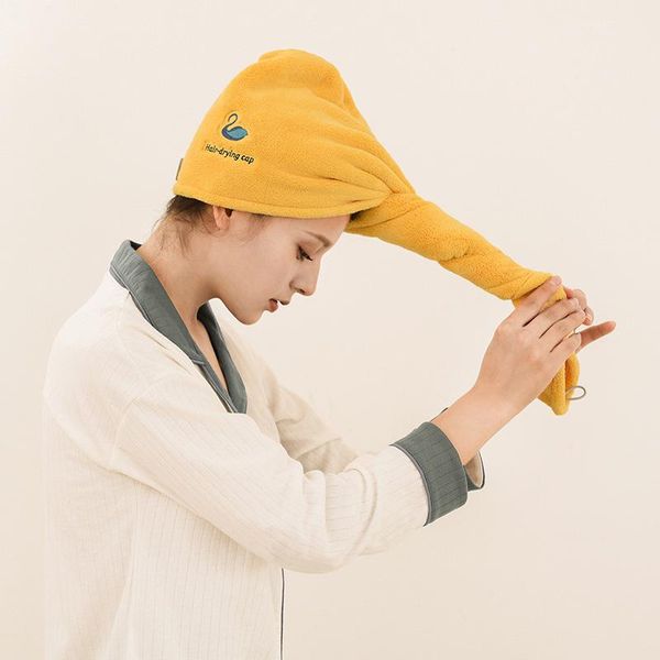 

towel coral fleece absorbent quick-drying thickened household bathing long hair shower cap soft head towels wrap for woman girls