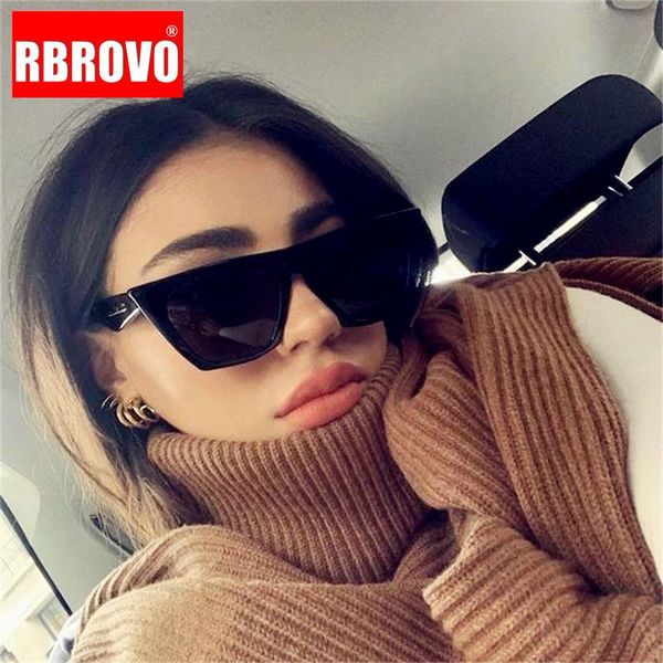 

sunglasses rbrovo 2021 vintage cateye for women/men sun glasses women retro eyewear uv400 gafas de sol mujer, White;black