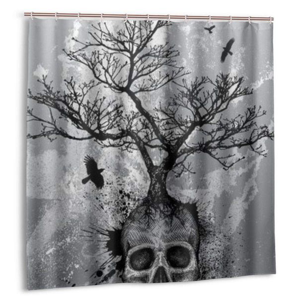 

shower curtain,creative skull tree black eagle,custom design waterproof shower curtains bathroom decor include hooks, extra long
