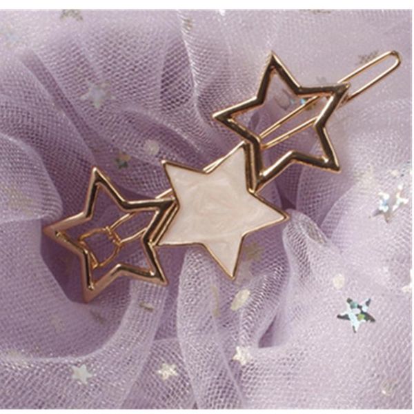

hair clips & barrettes fashion side alloy metal clip for women five-pointed star round sweet wild hairpin styling accessories, Golden;silver