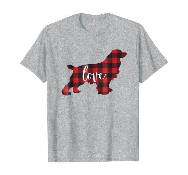 

buffalo plaid cocker spaniel mom love t-shirt, White;black