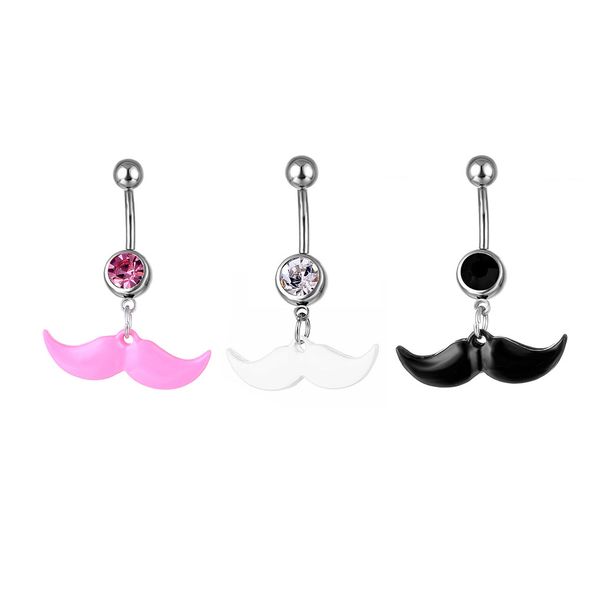 

d0215 moustache belly navel ring mix colors 14ga 10mm length, Silver